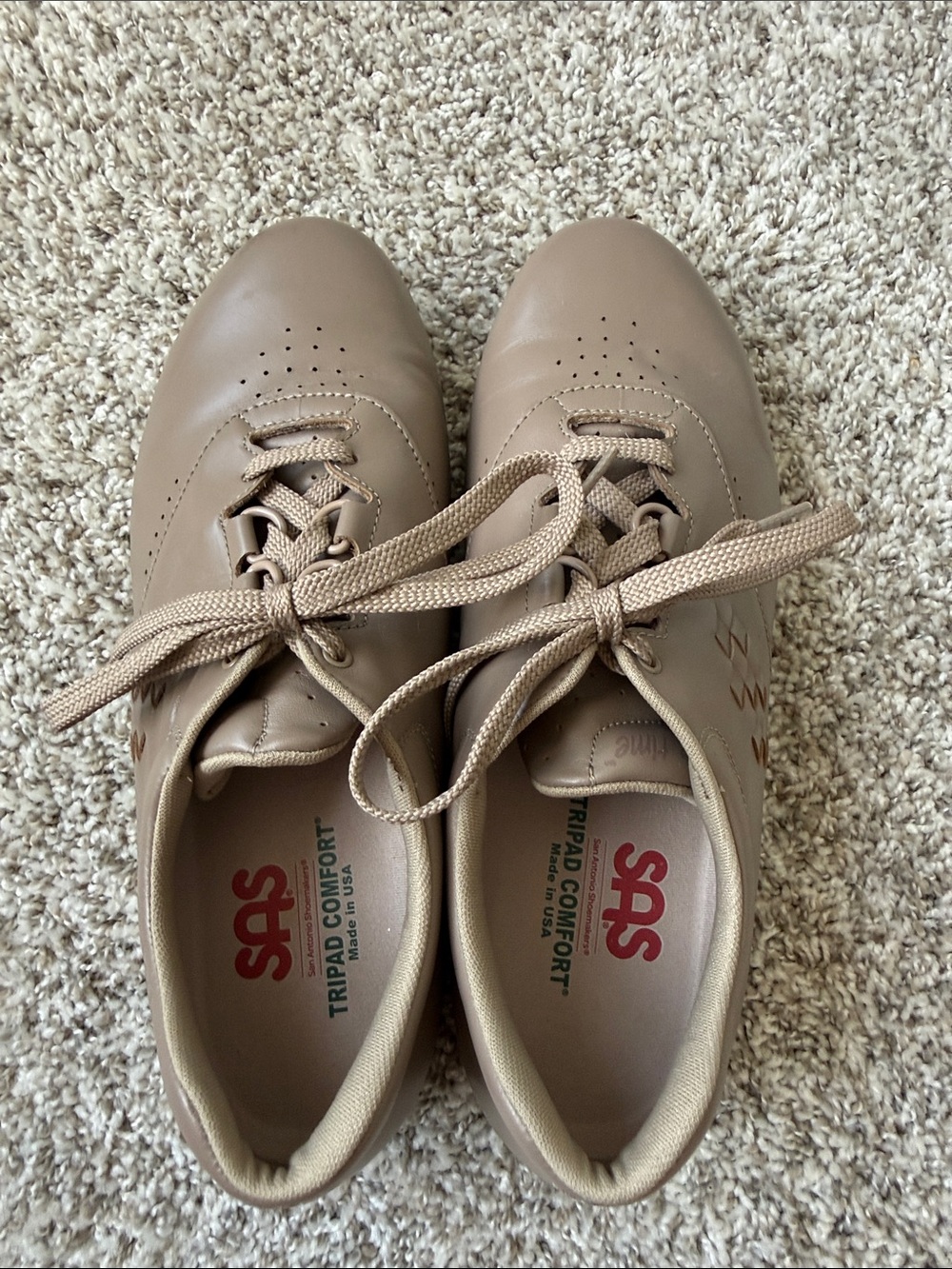 SAS Women's Taupe Lace-Up Comfort Walking Shoes